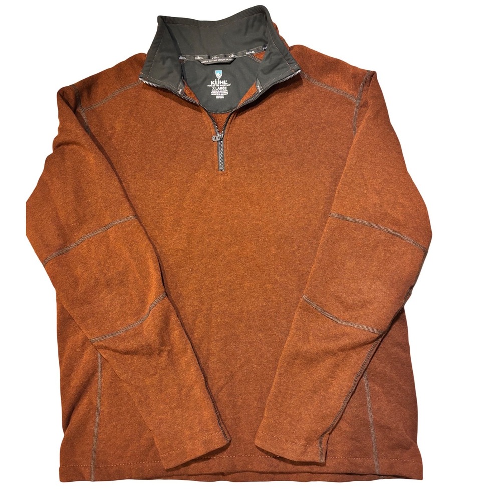KUHL Revel 1/4 Zip Pullover Mens XL Rust Orange  Kashmira Fleece Sweater